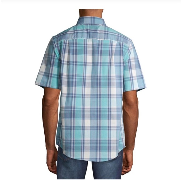 🆕George Men’s Plaid Poplin Short Sleeve Shirt - Picture 4 of 6